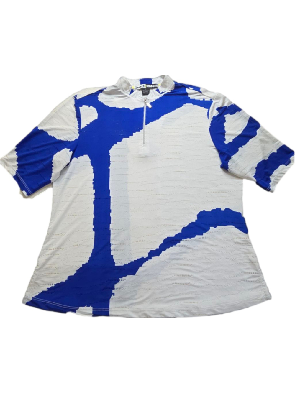 Jamie Sadock Golf Top Large Blue White Abstract 1/4 Zip Performance Stretch Text